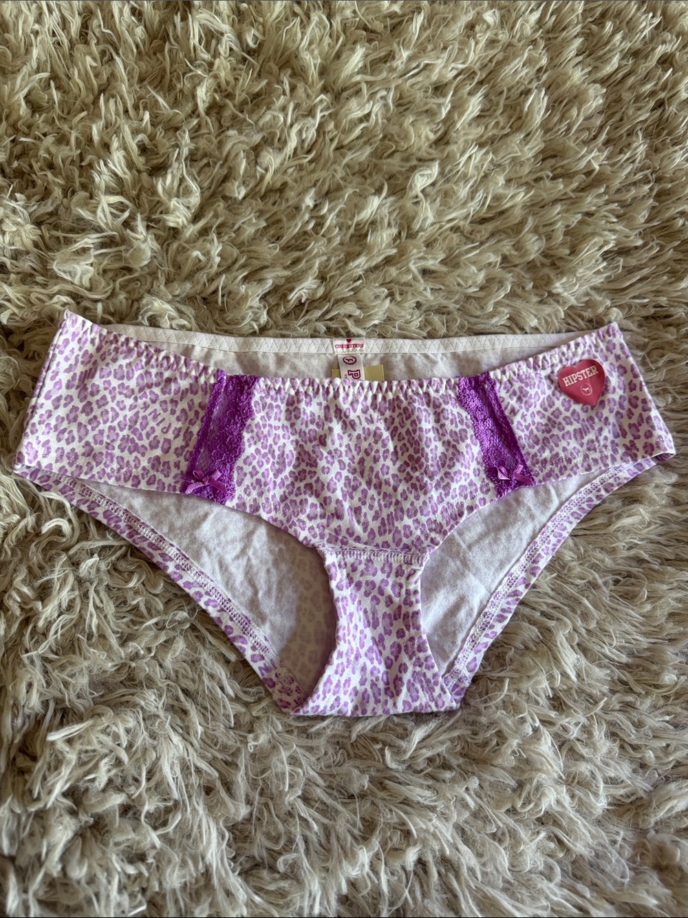 NWT Vintage Rare Y2K Victoria's Secret PINK Hipster Purple Leopard Bows XSmall